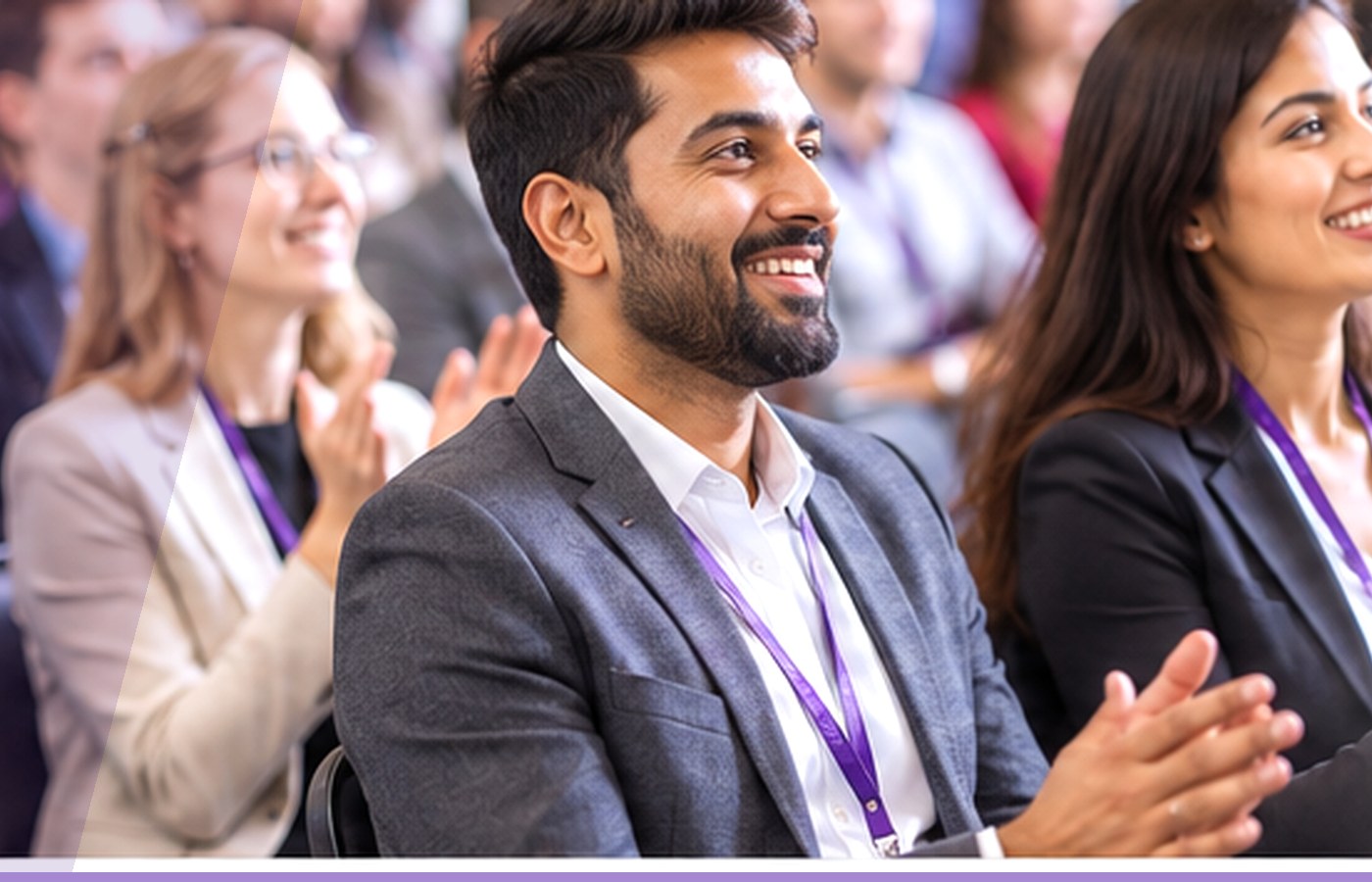 Professionals attending a conference program